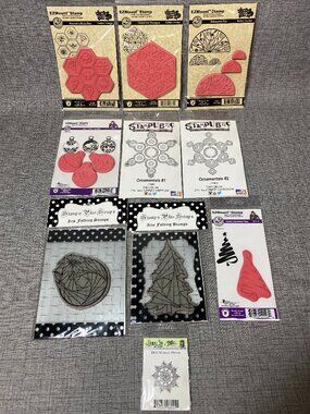 NEW EZMount Rubber Clings Stamps Stamplistic Ornaments Tree Flower Lot Of 10 NIP